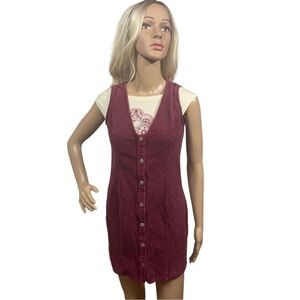 Cloud Ten Maroon/Burgundy Corduroy Jumper Dress